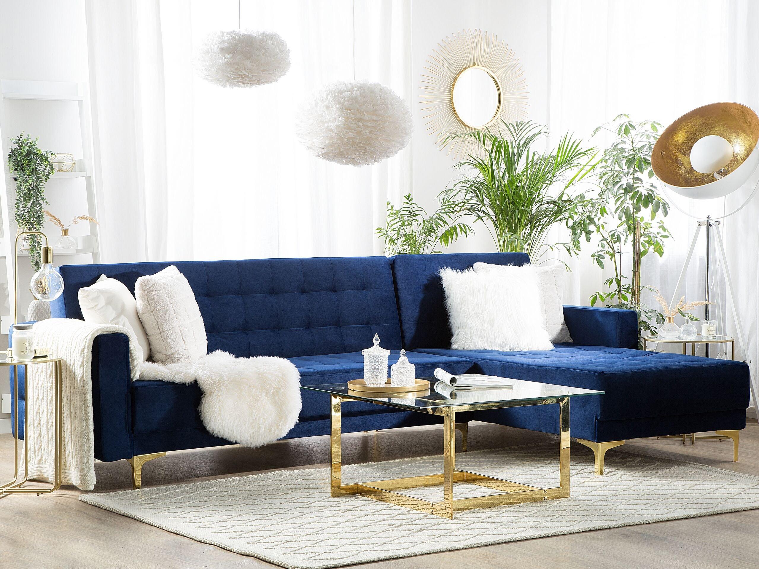 Beliani Ecksofa aus Samtstoff Modern ABERDEEN  