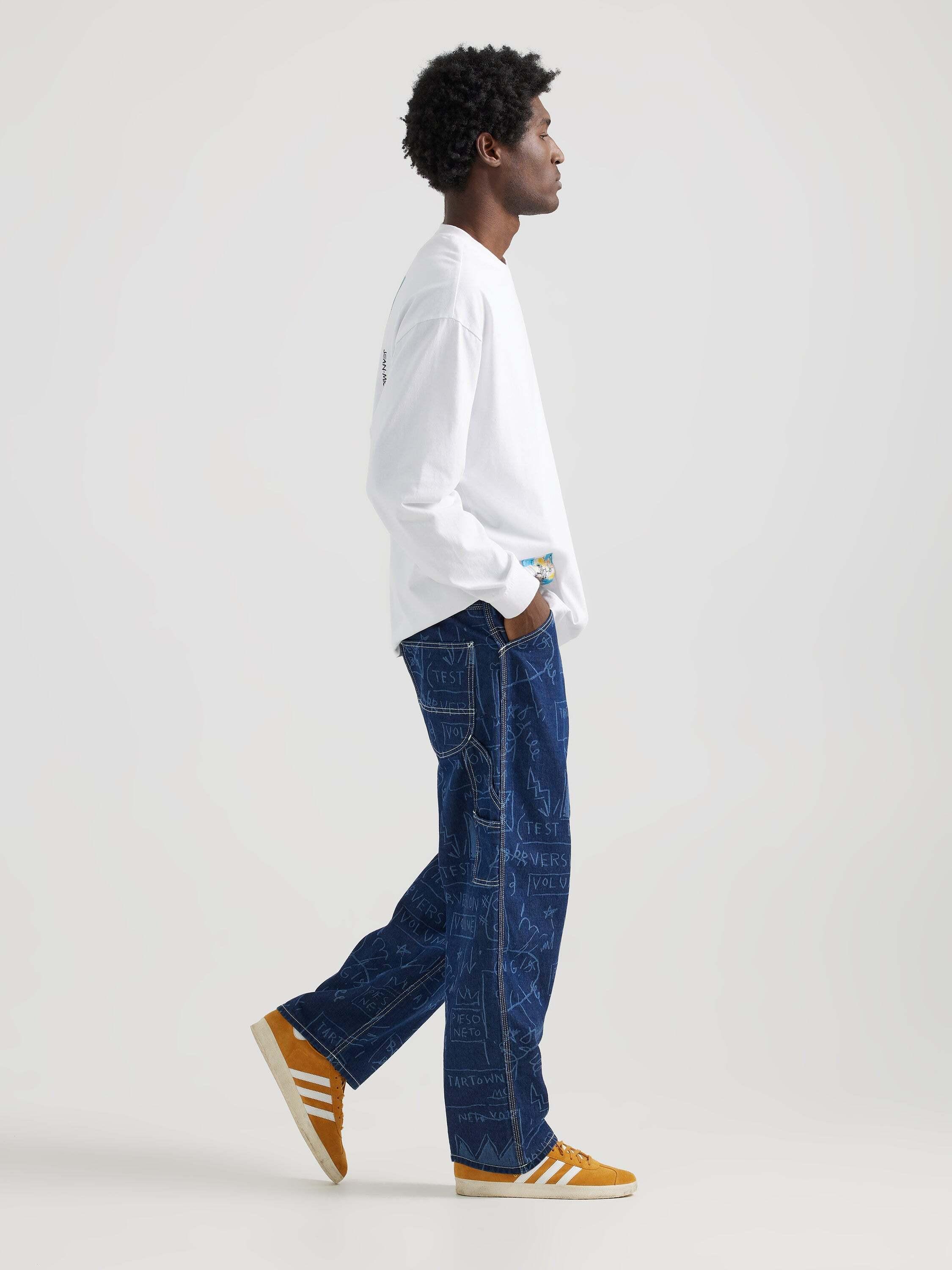 Lee x Basquiat Printed Wide Leg Carpenter Jeans  