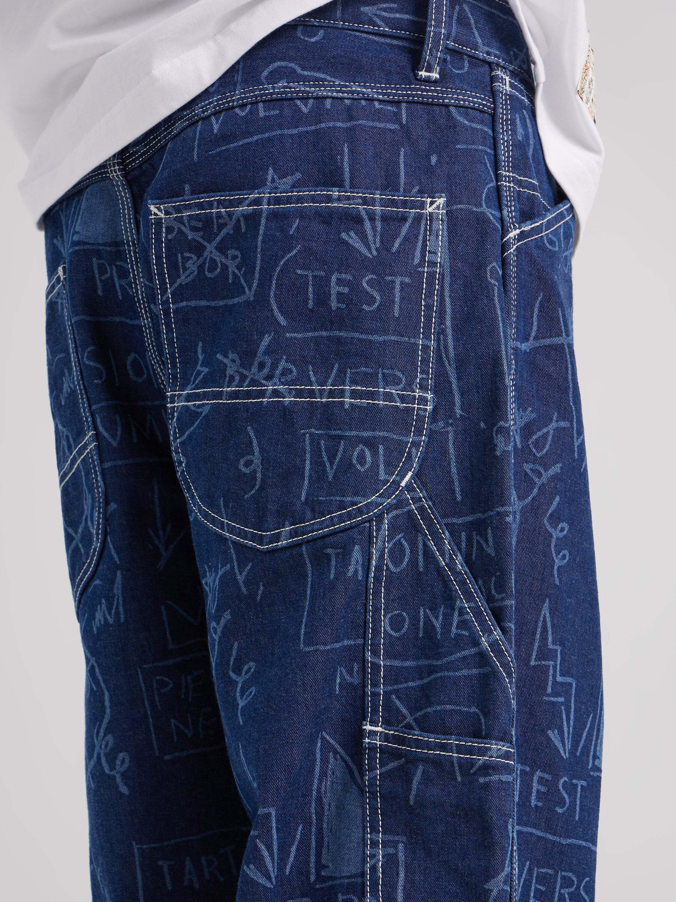 Lee x Basquiat Printed Wide Leg Carpenter Jeans  