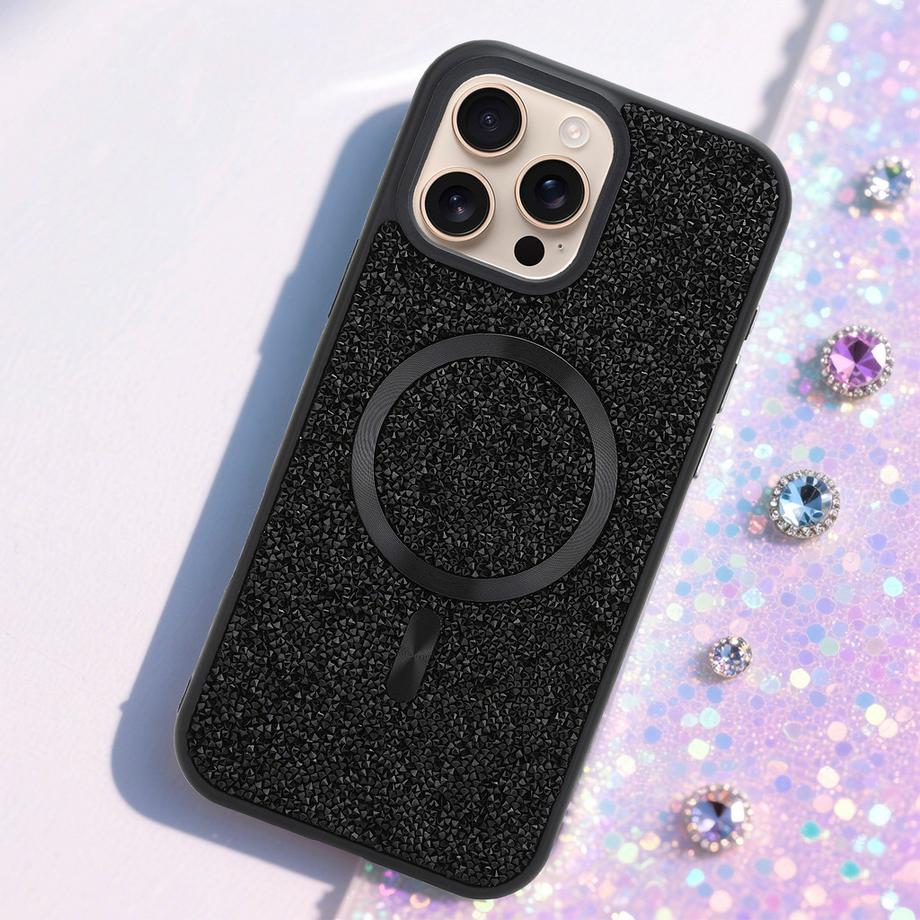 Cadorabo  iPhone 16 PRO MAX Hülle kompatibel mit MagSafe Glitzer Diamant Design 