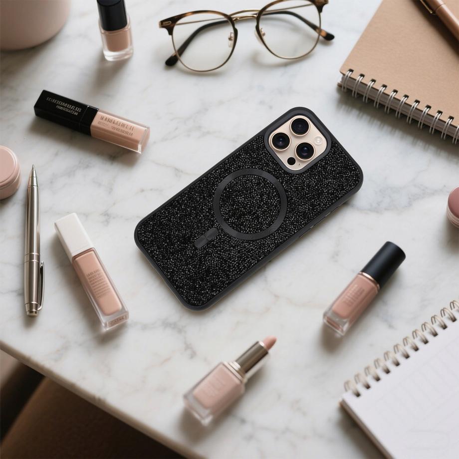 Cadorabo  iPhone 16 PRO MAX Hülle kompatibel mit MagSafe Glitzer Diamant Design 