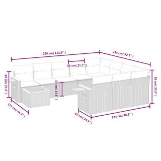 VidaXL Ensemble de canapés de jardin rotin synthétique  