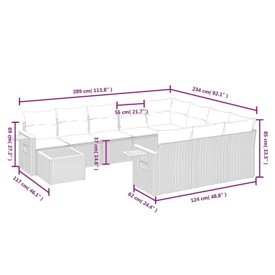 VidaXL Garten sofagarnitur poly-rattan  