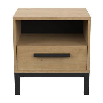 Nachttisch mit 1 Schublade und 1 Nische, Dekor Eiche und Mattschwarz Craft - L44,6 cm