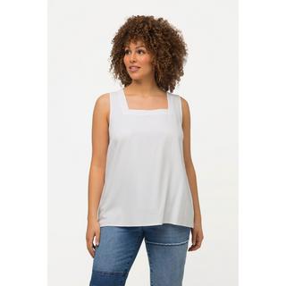 Ulla Popken  Blouse en lin mélangé à encolure carrée et sans manches 