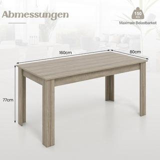 Northix Esstisch Holz 160 x 80 cm großer Tisch rechteckiger Küchentisch Speisetisch Natur  