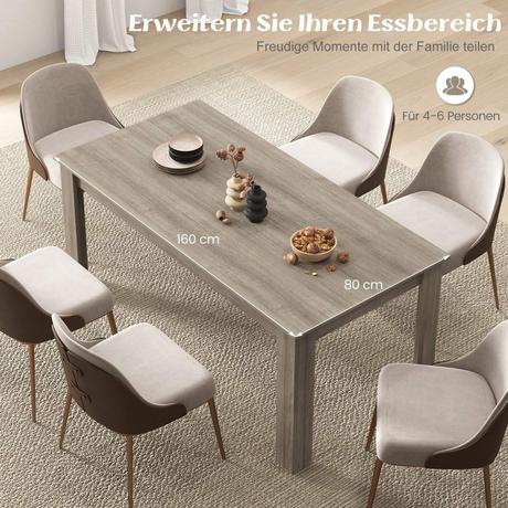 Northix Esstisch Holz 160 x 80 cm großer Tisch rechteckiger Küchentisch Speisetisch Natur  