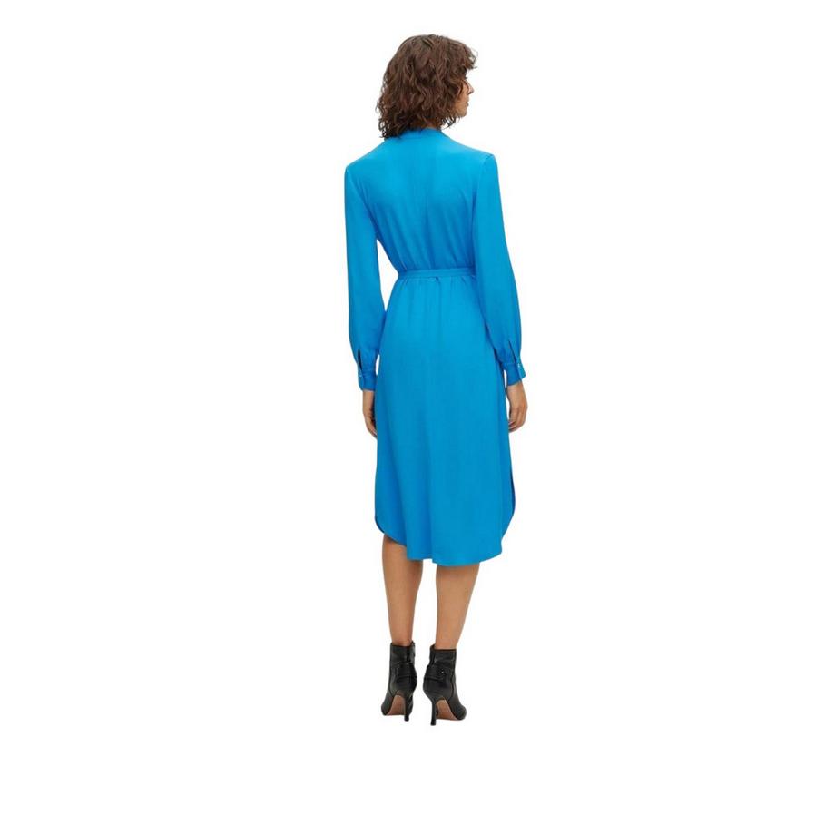 BOSS  Dibanorah Midi Hemd Kleid, Hals Kerbe, Langärmlig 