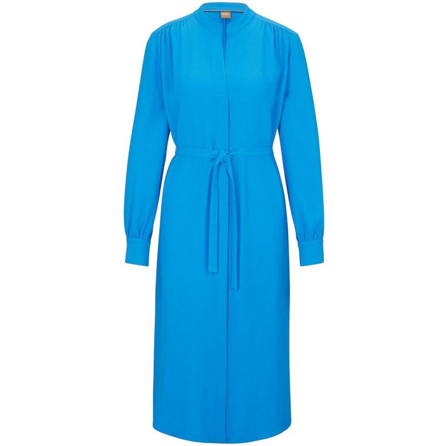 Dibanorah Midi Hemd Kleid, Hals Kerbe, Langärmlig