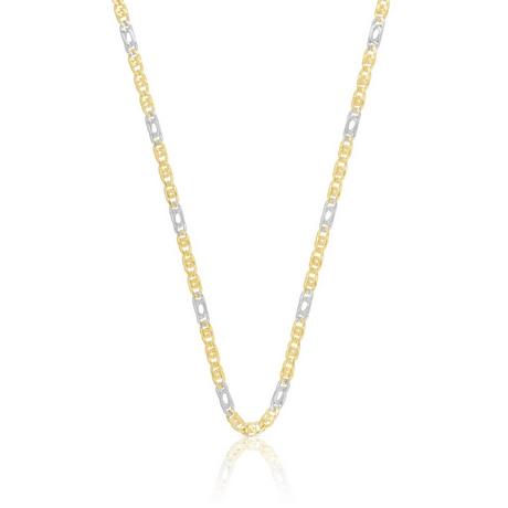 MUAU Schmuck  Collier fantaisie bicolore jaune/blanc or 750, 2.5mm, 40cm 