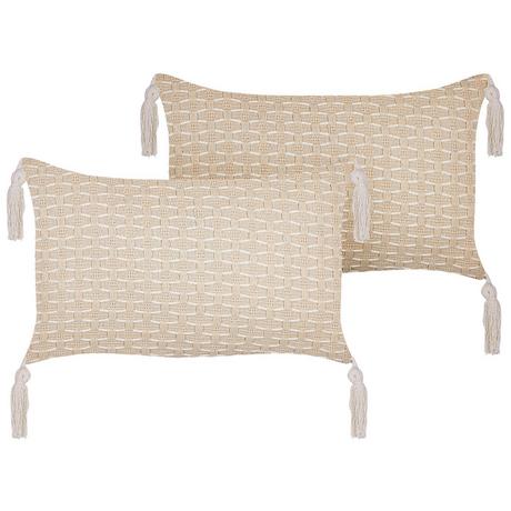 Beliani Lot de 2 coussins décoratifs en Polyester Boho HAKONE  
