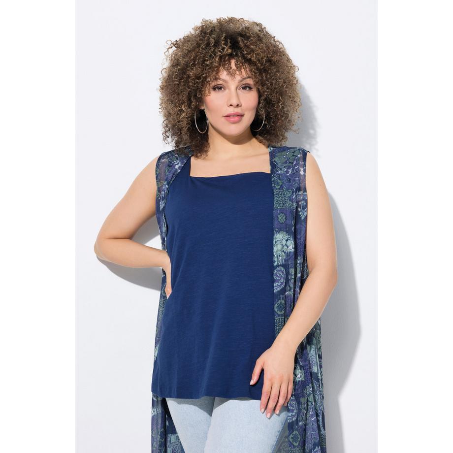 Ulla Popken Top Slim Senza Maniche Scollo Quadrato  