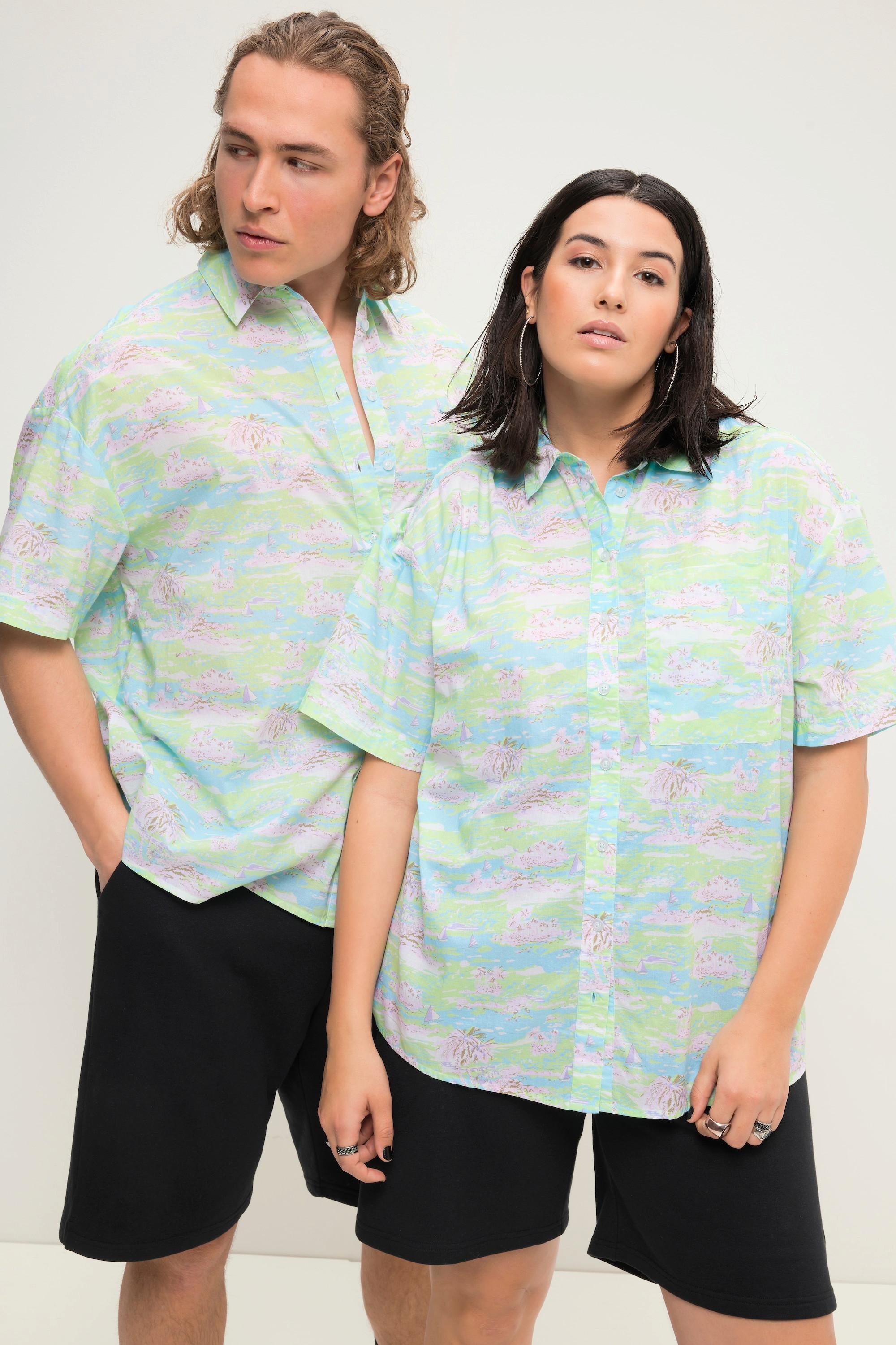 Studio Untold  Camicia hawaiana dal taglio oversize con stampa allover, collo da camicia e mezze maniche 