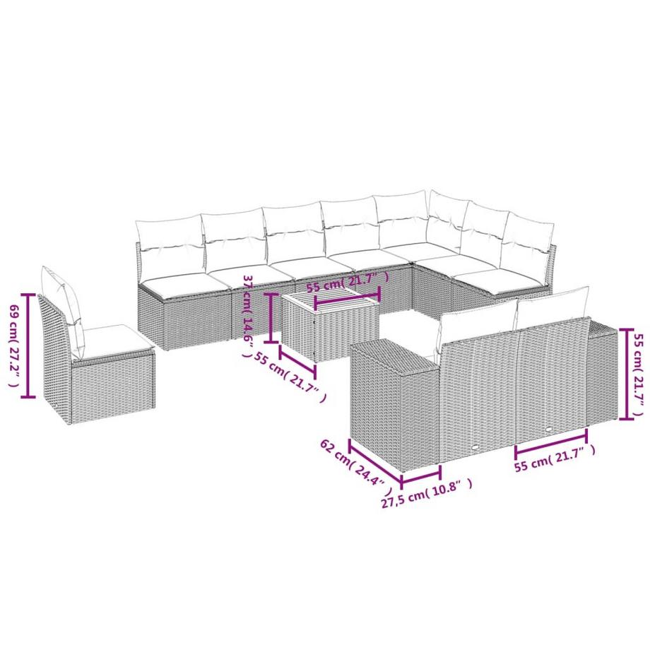VidaXL Garten sofagarnitur poly-rattan  