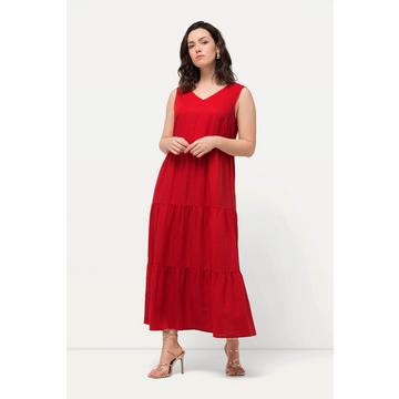 Kleid, Leinenmix, A-Linie, V-Ausschnitt, ärmellos