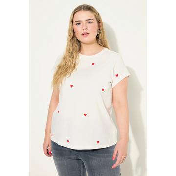 T-shirt con cuori e scollo rotondo