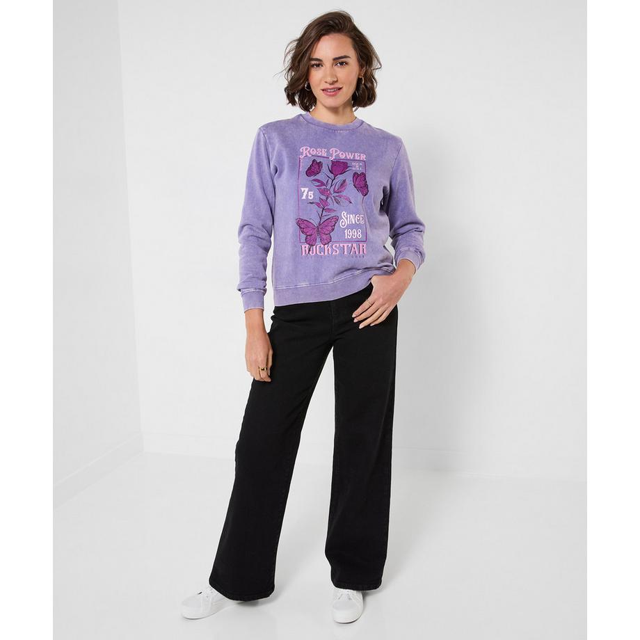 Joe Browns Felpa con Effetto Acid-Wash e Stampa Rockstar  