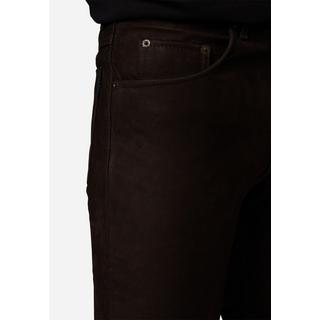 RICANO  Pantaloni in pelle da uomo RT-101 in stile 5 tasche e in robusto cuoio nubuck di bufalo - Taglio dritto 