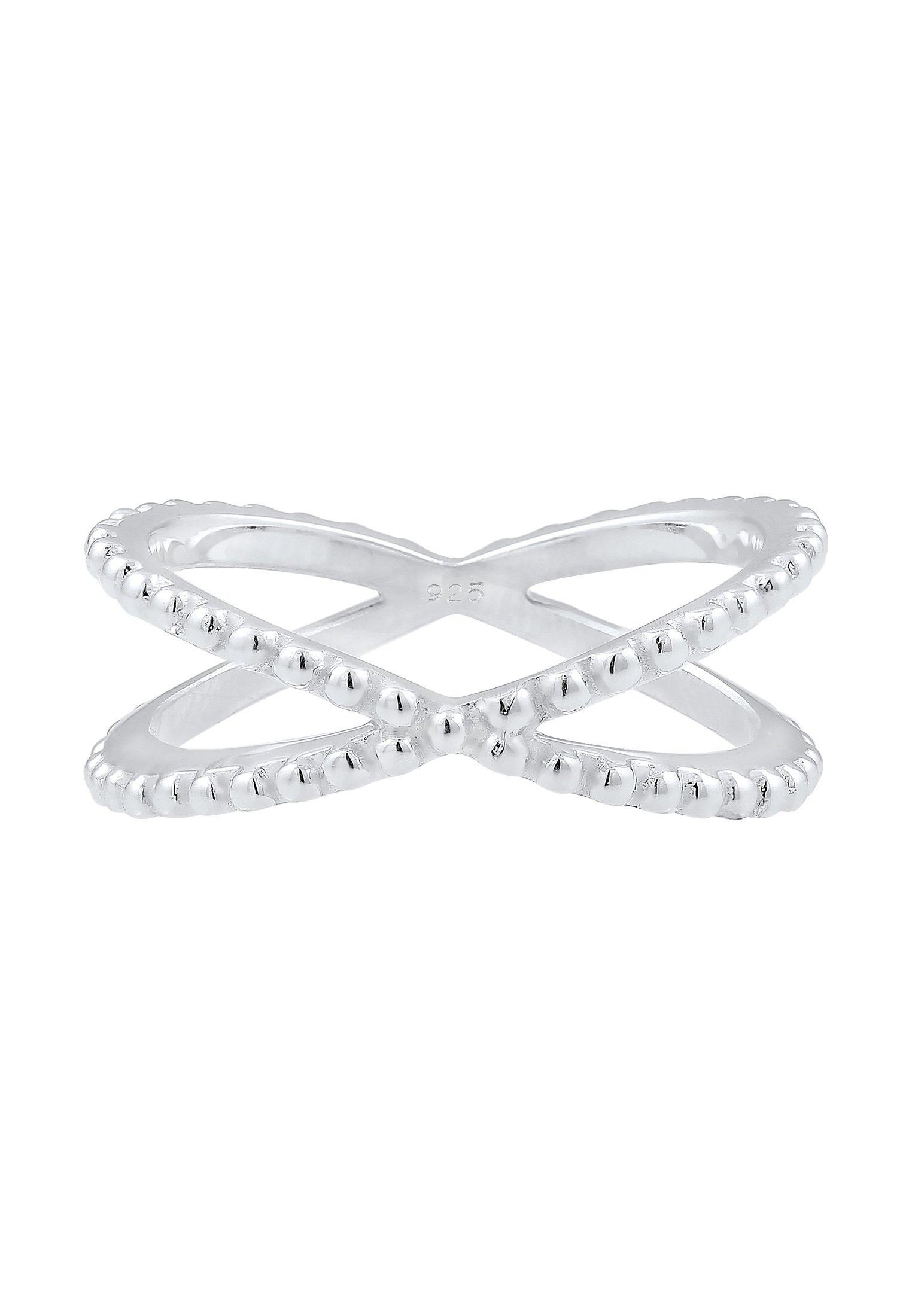 Elli  Bague Kreuz Wickelring Criss Cross Kugel 925 Silber 