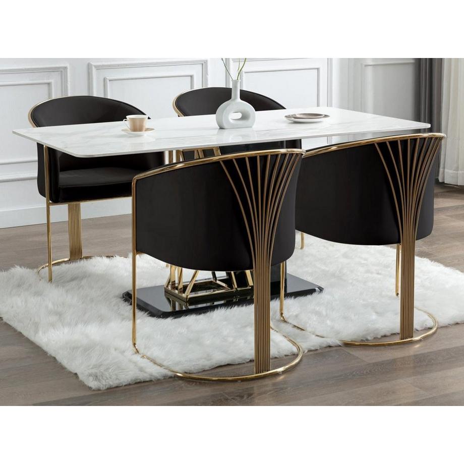 PASCAL MORABITO Stuhl mit Armlehnen 6er-Set - Samt & Metall - Schwarz und Goldfarben - JOSETHE von Pascal MORABITO  