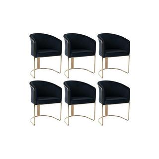 PASCAL MORABITO Sedia con braccioli in Velluto e Metallo Nero e Dorato - Lotto di 6 - JOSETHE di Pascal MORABITO  