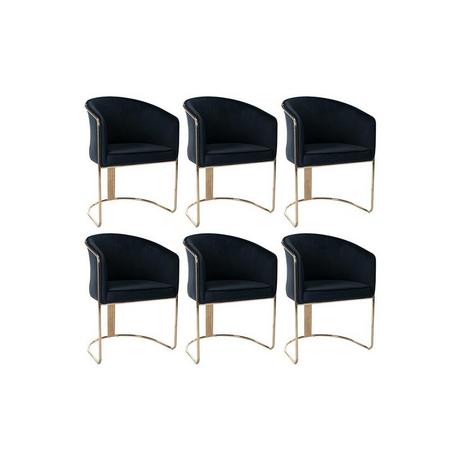 PASCAL MORABITO Stuhl mit Armlehnen 6er-Set - Samt & Metall - Schwarz und Goldfarben - JOSETHE von Pascal MORABITO  