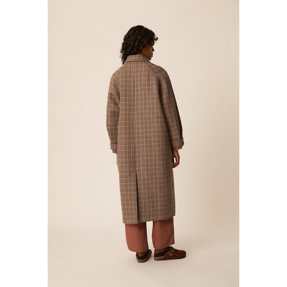 Des Petits Hauts Langer karierter Mantel YONIQUE aus Wollmischung  