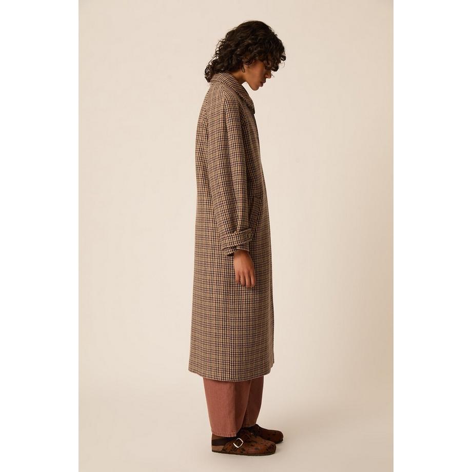 Des Petits Hauts Langer karierter Mantel YONIQUE aus Wollmischung  
