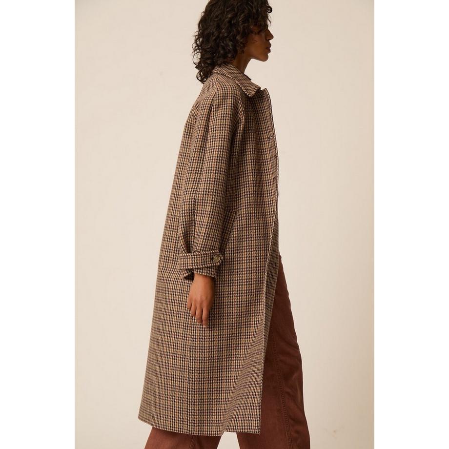 Des Petits Hauts Langer karierter Mantel YONIQUE aus Wollmischung  