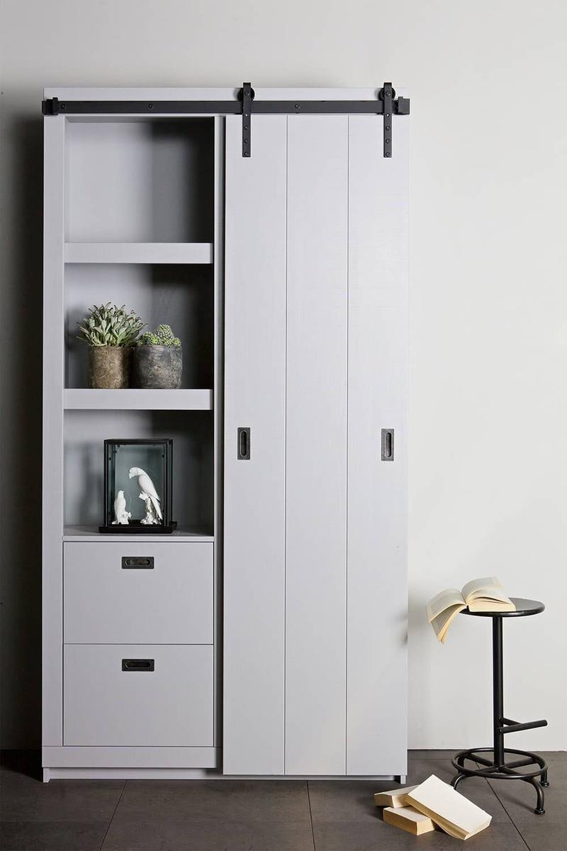 mutoni Armoire coulissante Barn pin scié gris béton (FSC)  