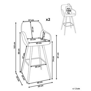 Beliani Lot de 2 chaises de bar en Bouclé Moderne CASMALIA  