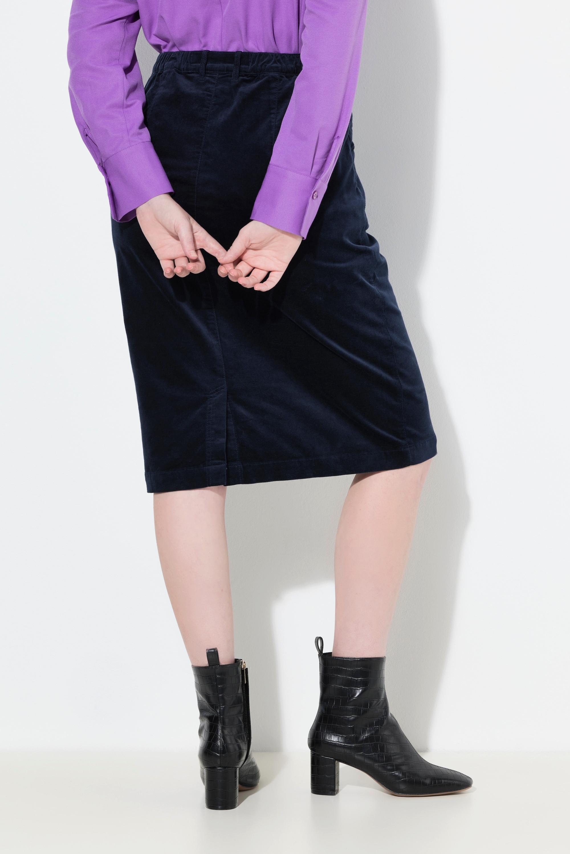 Ulla Popken Mony Samtrock Reissverschlusstaschen Komfortbund  