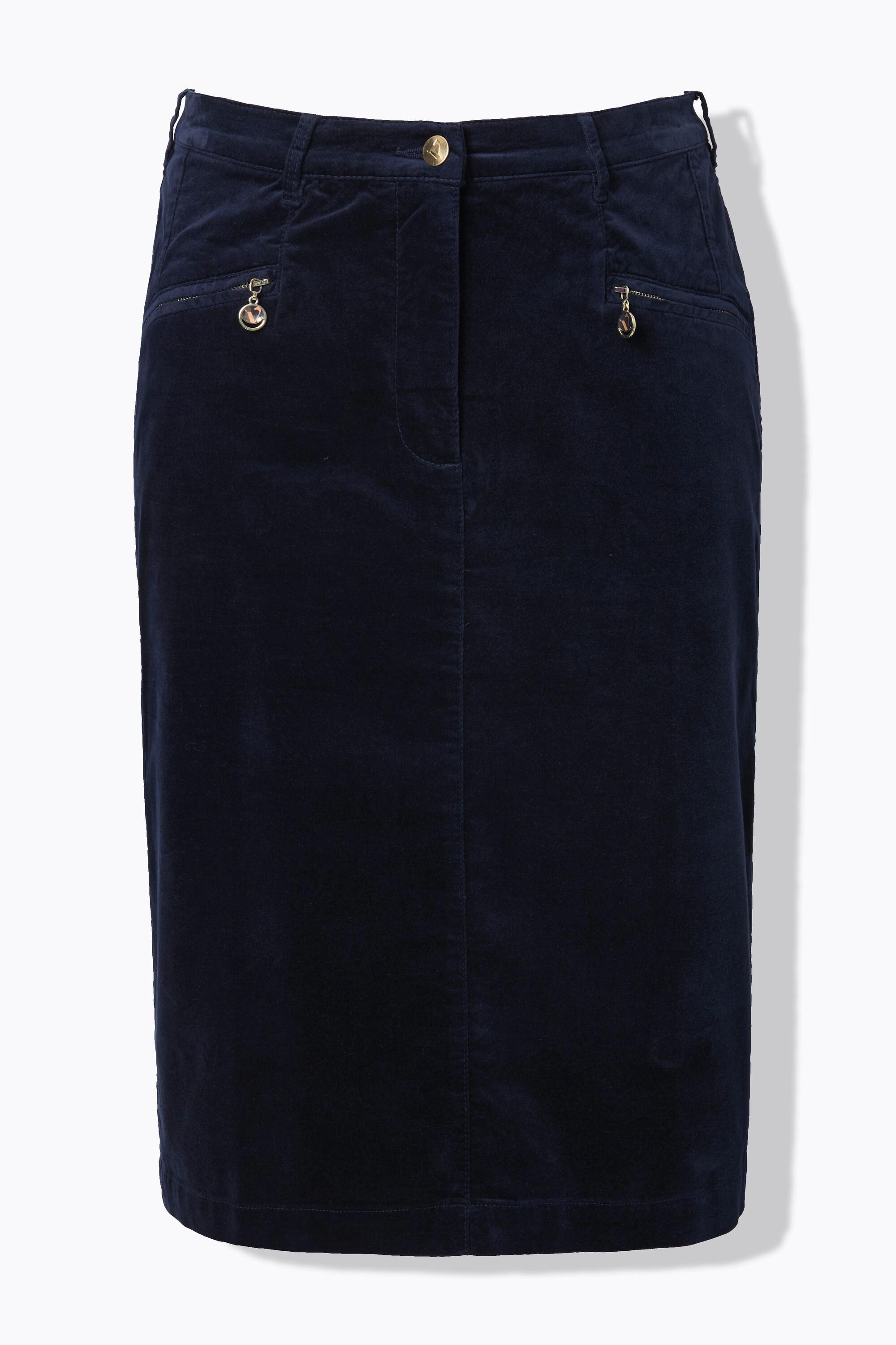 Ulla Popken Mony Samtrock Reissverschlusstaschen Komfortbund  