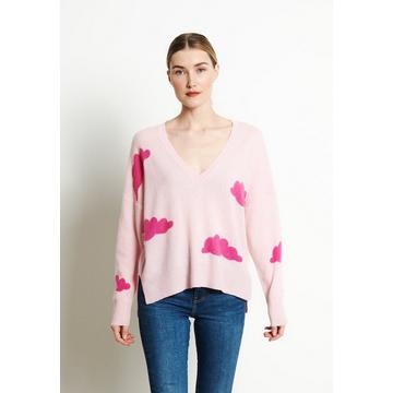 RIA 20 Pull col V oversize imprimé - 100% cachemire