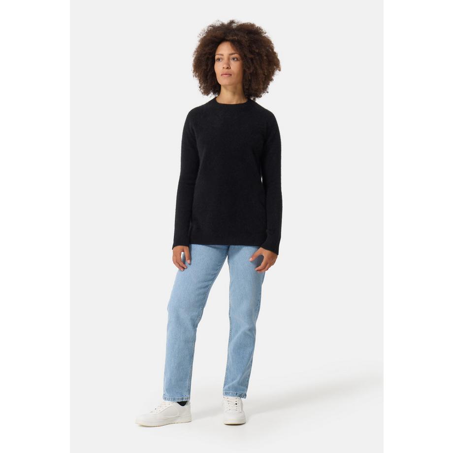 CASH-MERE.CH Brushed Kaschmir Rundhals Pullover mit Seitenschlitzen  
