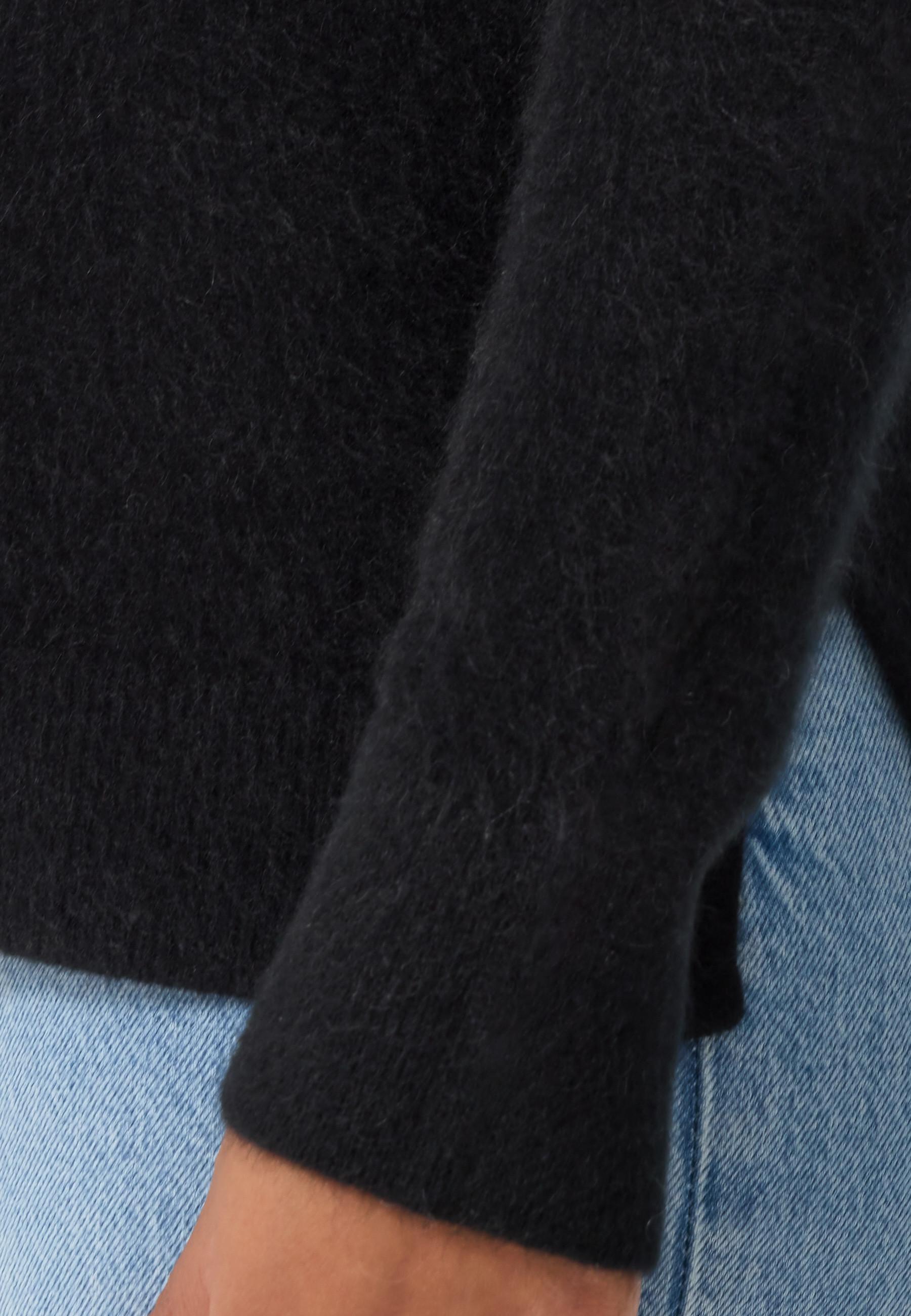 CASH-MERE.CH Brushed Kaschmir Rundhals Pullover mit Seitenschlitzen  