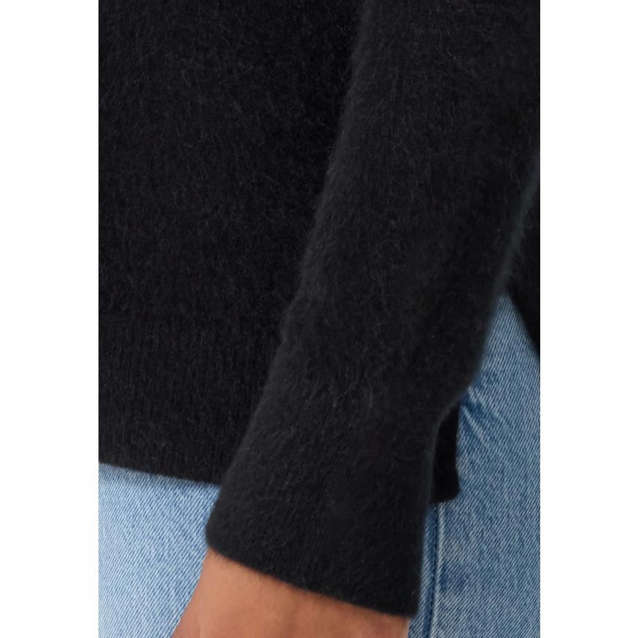 CASH-MERE.CH Brushed Kaschmir Rundhals Pullover mit Seitenschlitzen  