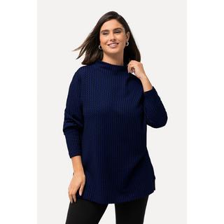 Ulla Popken  Sweat-shirt texturé à col montant et manches longues 