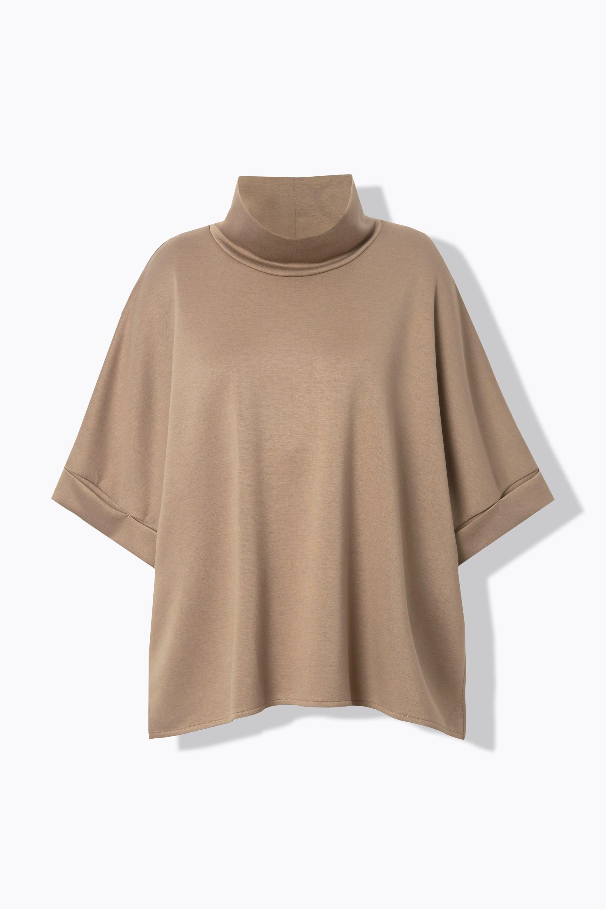 Ulla Popken  Sweat-Poncho, Oversized, Stehkragen, Halbarm, Modalmix 