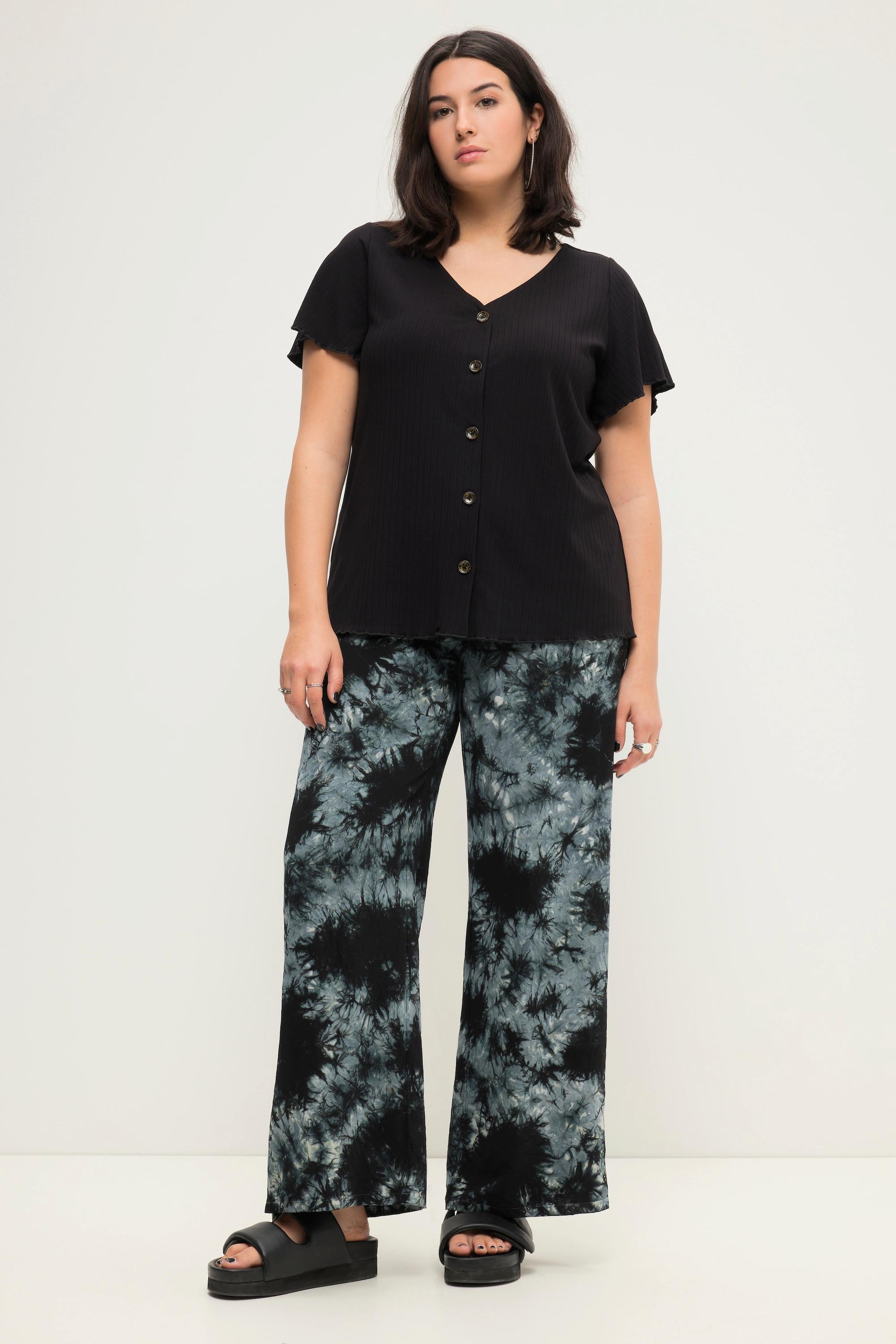 Studio Untold  Pantalon taille haute à jambes larges et taille partiellement élastique. Imprimé batik 