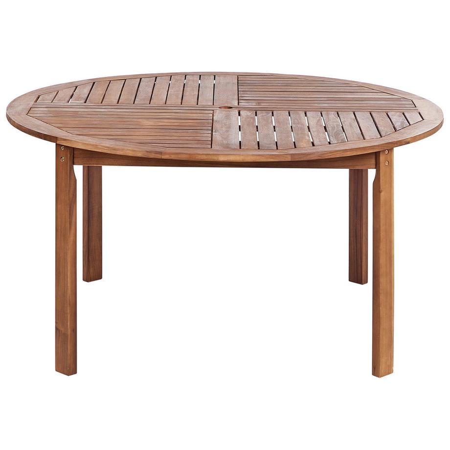 Beliani Gartentisch Set mit Schirm aus Akazienholz Rustikal AGELLO  