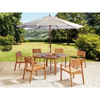 Beliani Table avec chaises et parasol en Acacia Rustique AGELLO  