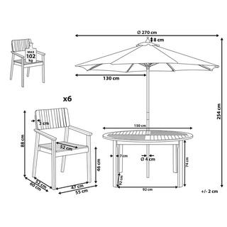 Beliani Table avec chaises et parasol en Acacia Rustique AGELLO  