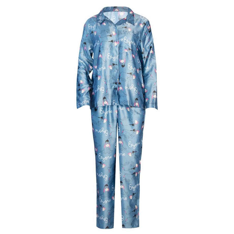Schlafanzug Mit Langer Hose, Satin, Gerades Bein