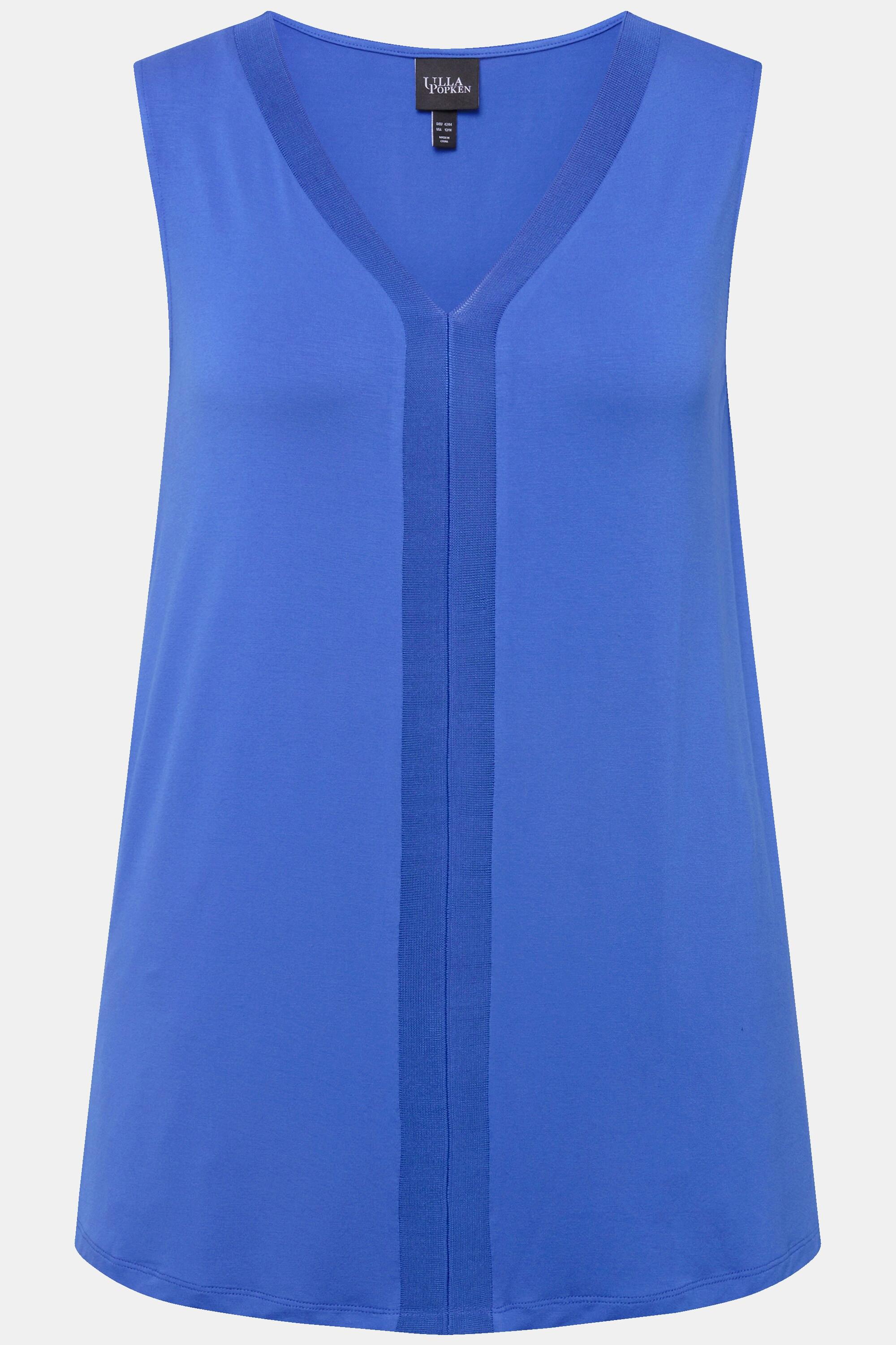 Ulla Popken Ärmelloses A-Linien Top V-Ausschnitt Strickblende  