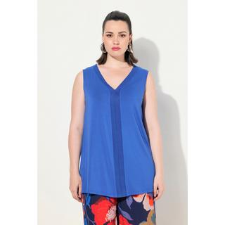 Ulla Popken Ärmelloses A-Linien Top V-Ausschnitt Strickblende  