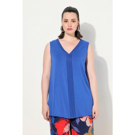 Ulla Popken Ärmelloses A-Linien Top V-Ausschnitt Strickblende  