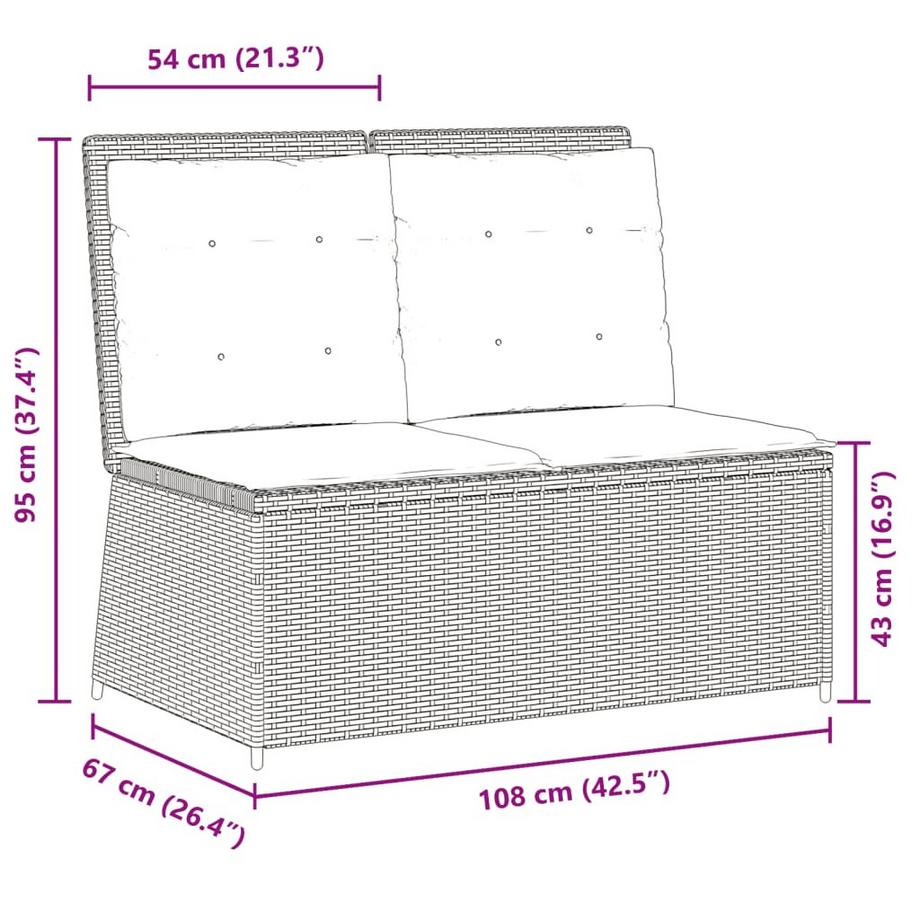 VidaXL Verstellbare gartenbank poly-rattan  