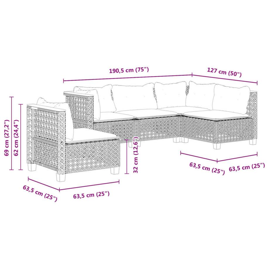 VidaXL Garten sofagarnitur poly-rattan  