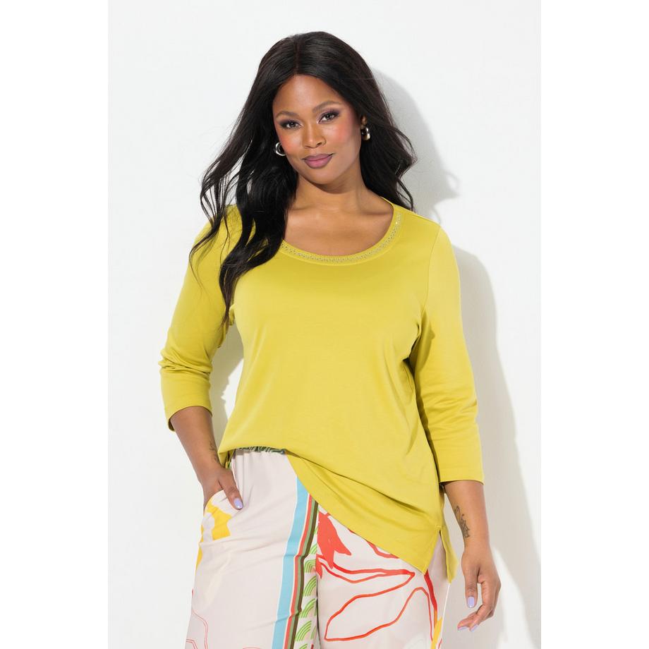 Ulla Popken Chemise A-Line Col Rond Manches 3/4  